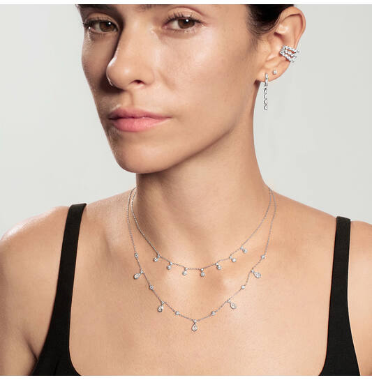  Wanderer - Link necklaces - Silver / Rhodium plated - Zirconia - 45cm